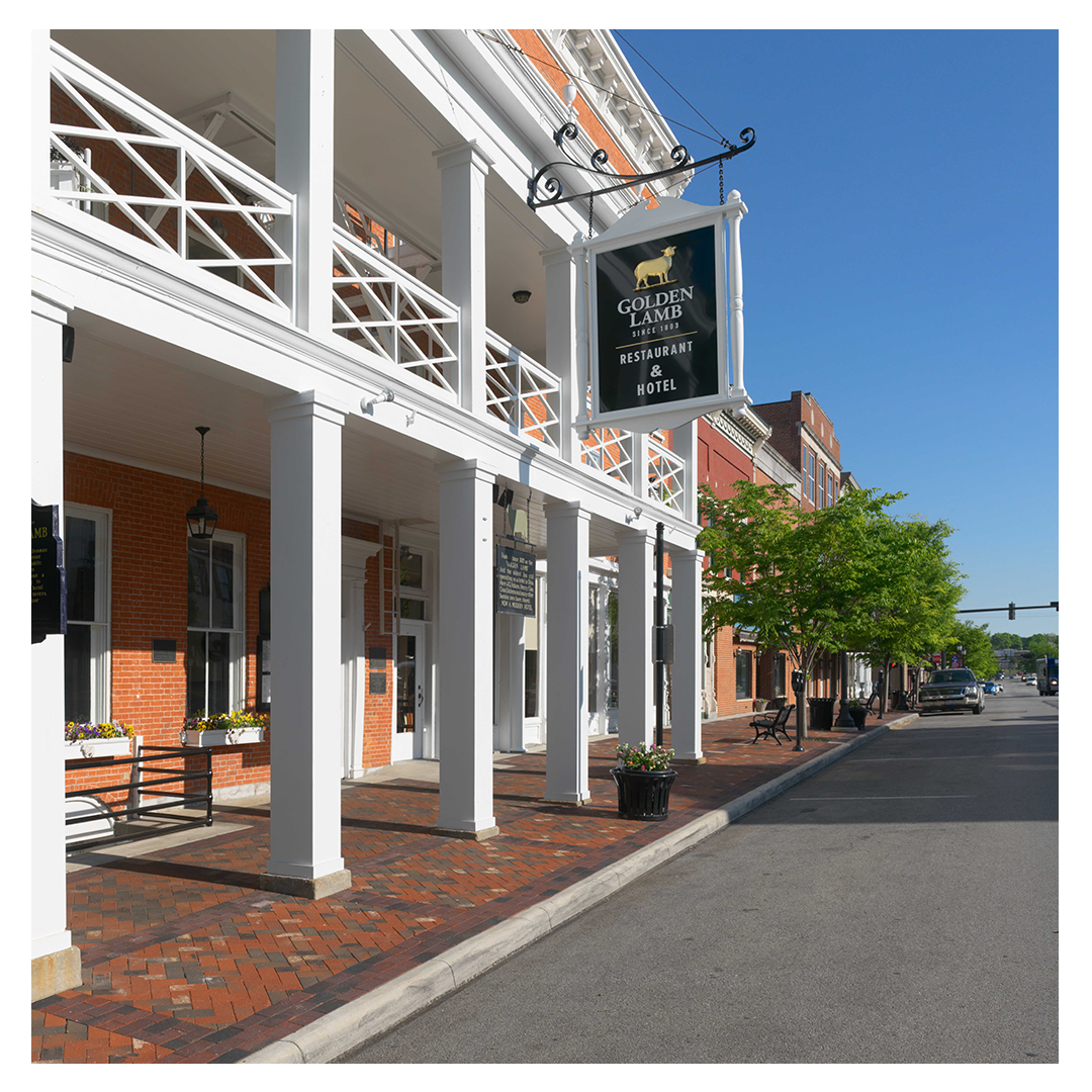Golden Lamb building front and sign